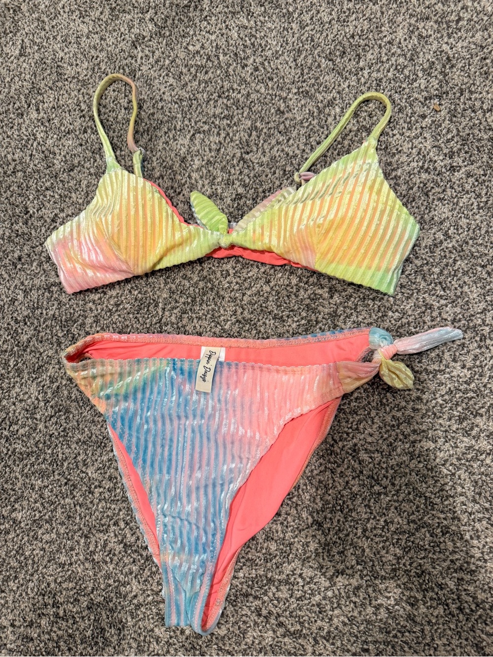 Dippin' Daisy's Coral & Pastel Tie-Dye Bikini Set Women’s